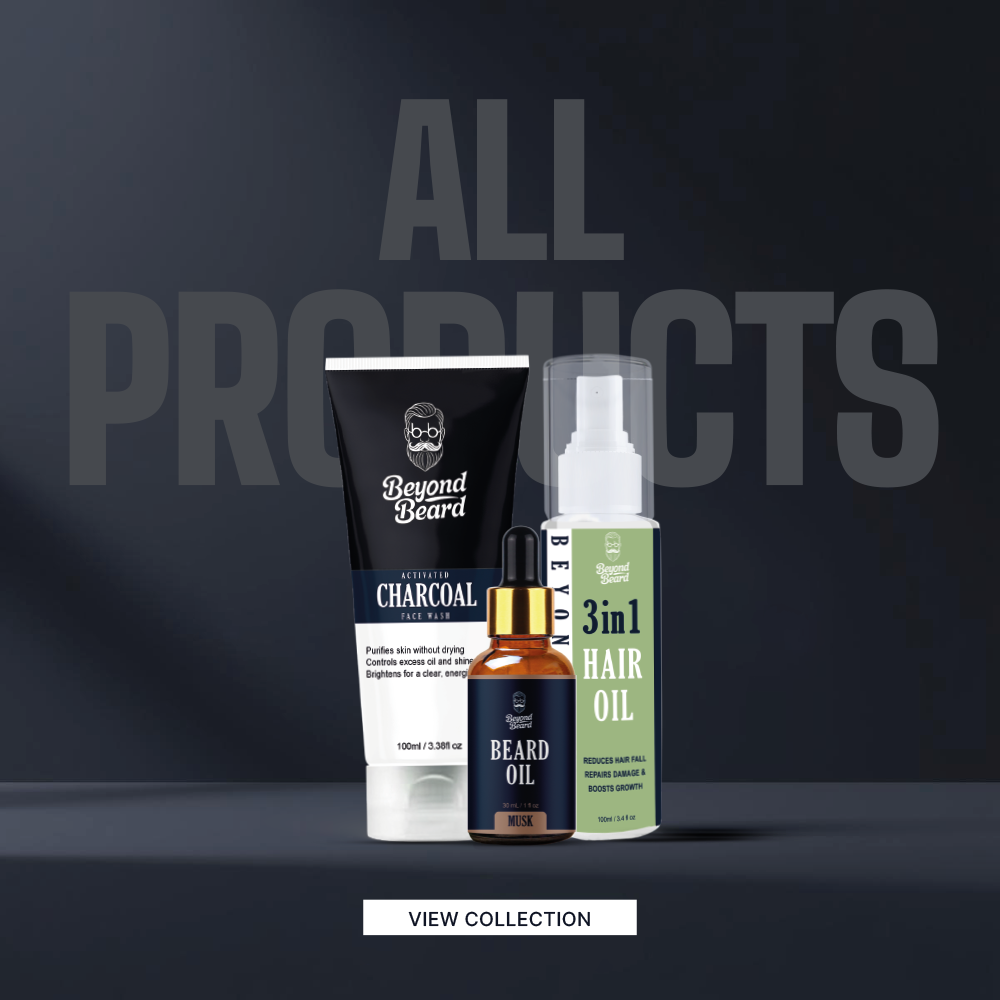 Beyond Beard men’s grooming products including face wash, beard oil, and hair oil – complete care range