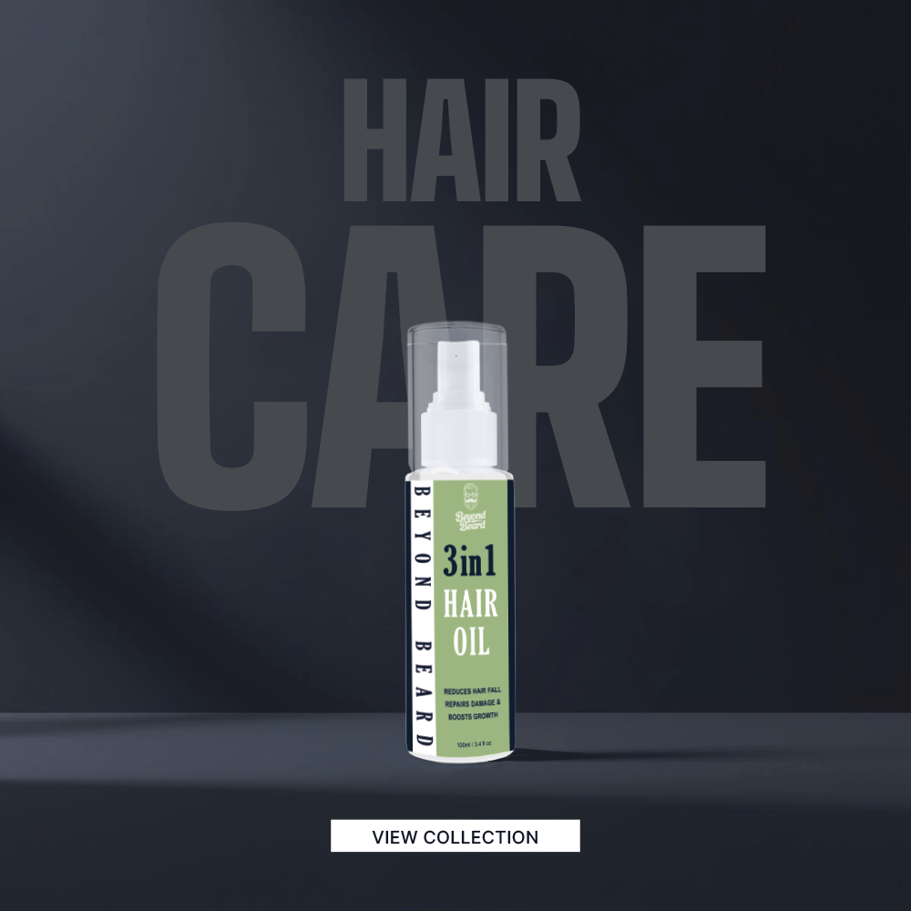 Hair oil for men by Beyond Beard – nourishing 3 in 1 hair oil for hair fall control, damage repair, and healthy hair growth.