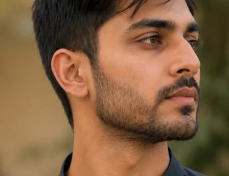 After image showing fuller-looking beard, improved beard density, thicker jawline beard, facial hair growth, patchy beard improvement, and minoxidil beard growth results.