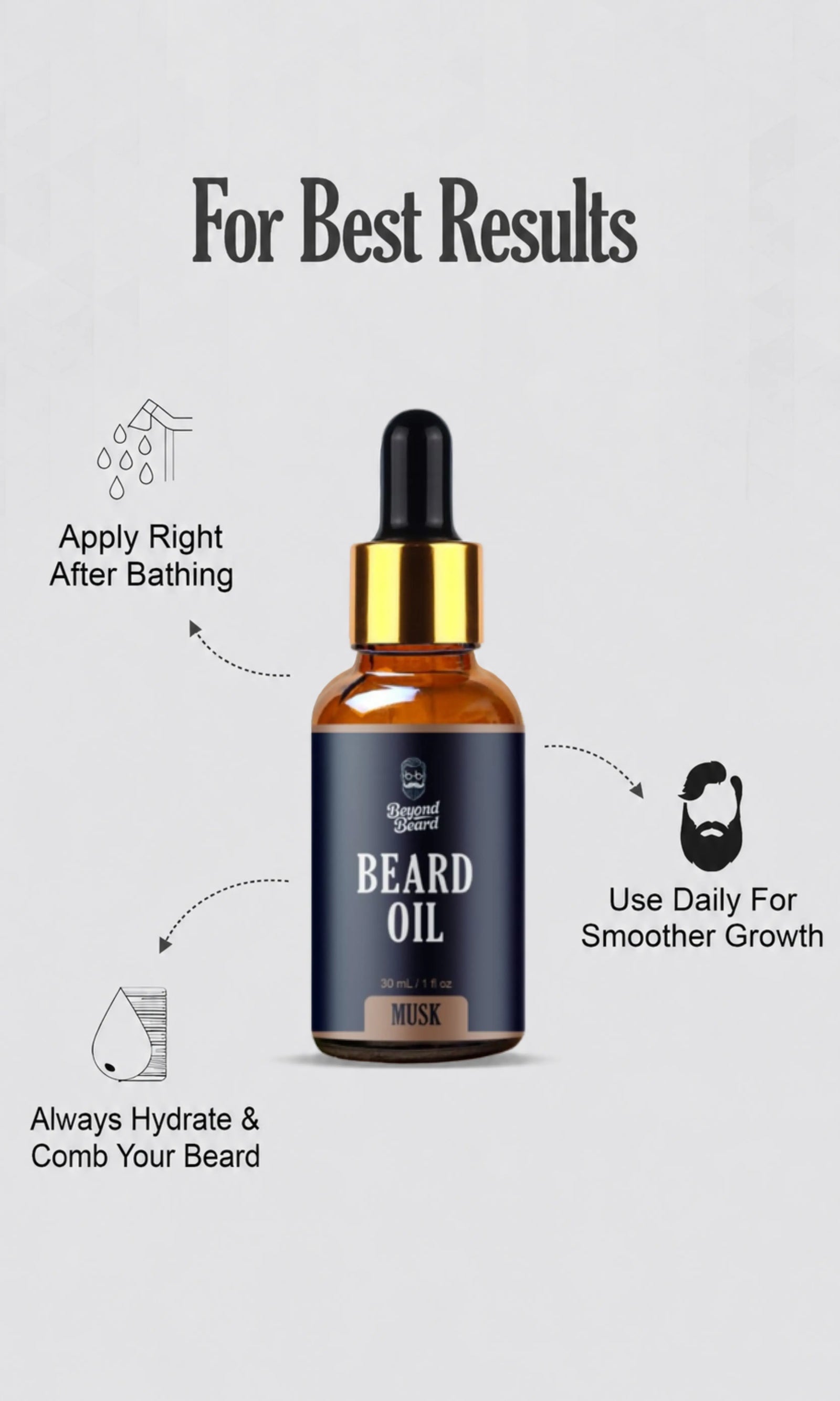 beard oil best results, daily beard oil use, smoother beard growth, hydrate beard, comb beard.